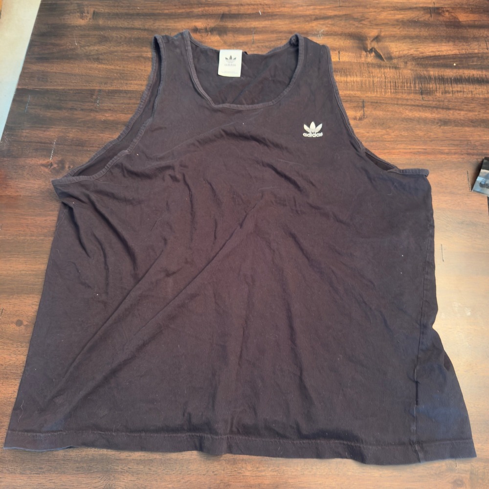 Adidas Tank Top Mens XL Black Trefoil Logo Sleeveless Relaxed Fit Gym Shirt